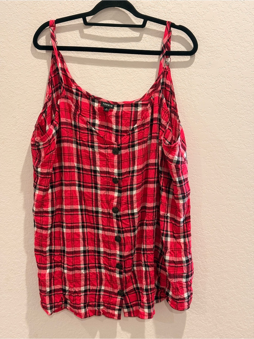 torrid Red Plaid Button-Front Sleep Cami